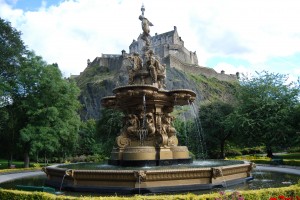 Fountain and Edinburgh Castle. Commercialise your IP, Protect your BranD and Conquer the Internet
